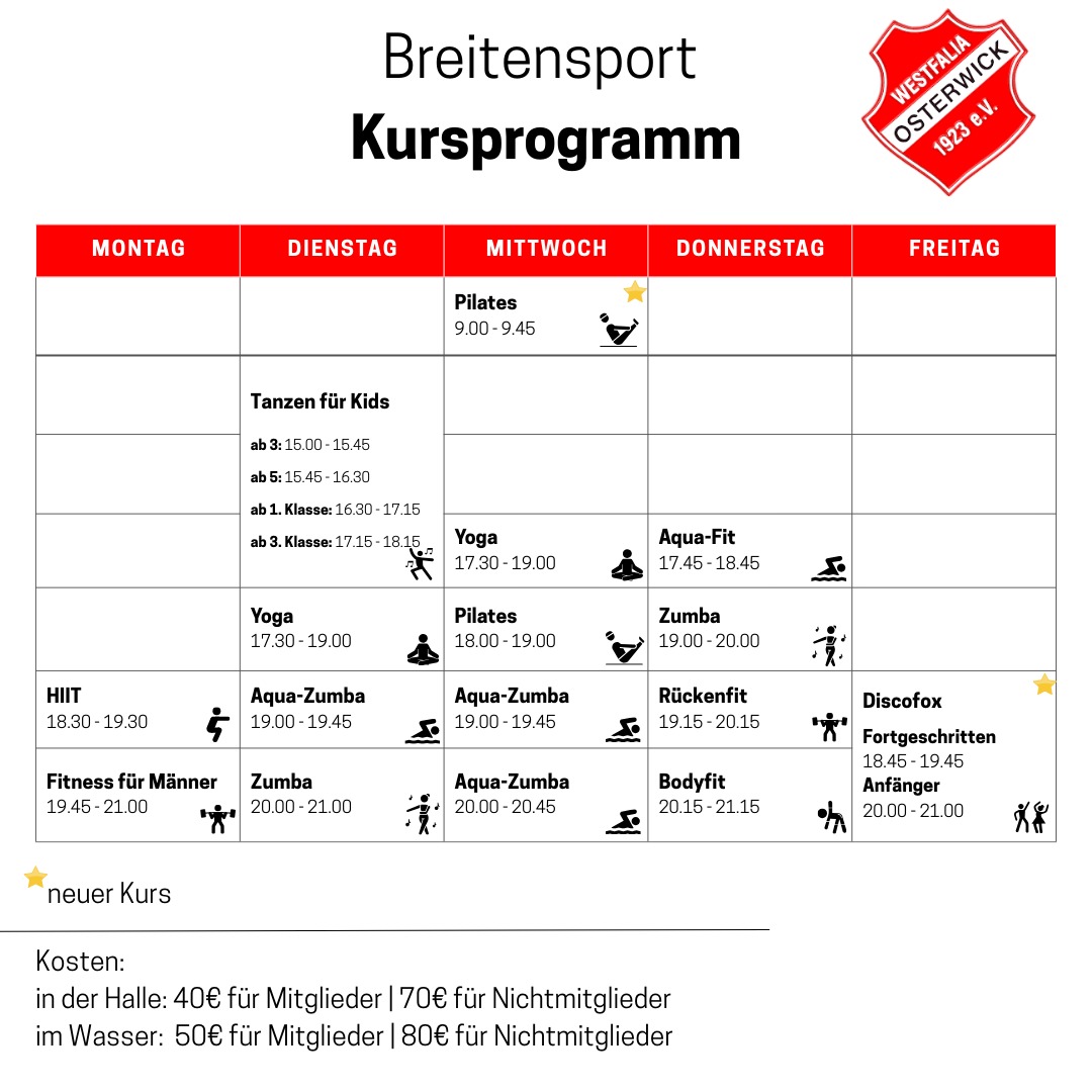 Kursprogramm der Westfalia