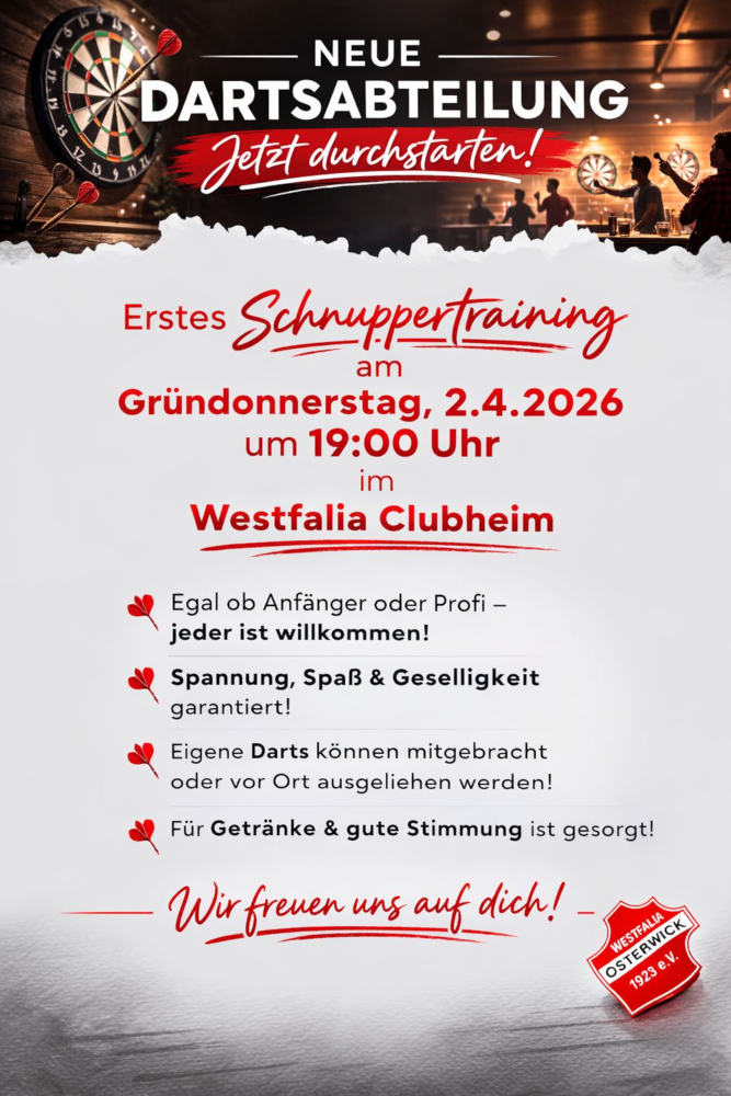 Einladung der Dartsabteilung zum Probetraining.