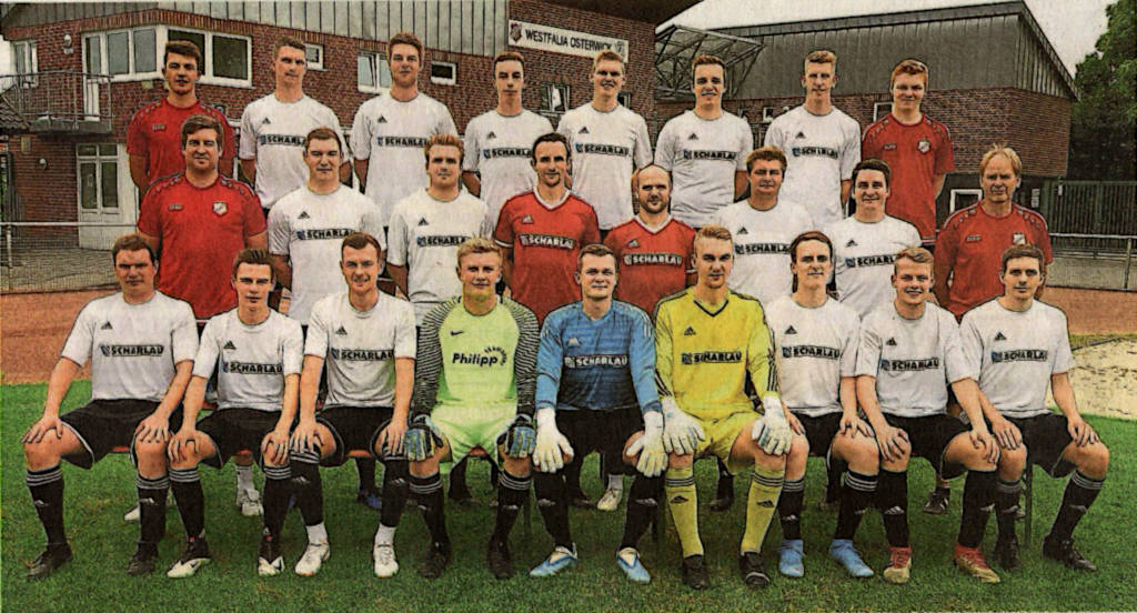 Westfalia Osterwick will oben mitspielen: (oben von links) Luca Thiäner, Hannes Grams, Timon Schüer, Luca Pane, Leon Eggemann, Jens Große Daldrup, Florian Richters, Niklas Boll; Mitte von links: Betreuer Benjamin Raabe, Ulrich Wirtz, Luis Lammers, Spielertrainer Tobias Paschert, Spielertrai-ner Mario Worms, Tobias Schönnebeck, Lars Knipper, Co-Trainer Roland Kortüm; unten v. li.: Pascal Leipelt, Timo Fedders, Steffen Sicking, Laurenz Galle, Dominik Chmieleck, Julian Wensky, Simon Werschmöller, Noah Eggemann, Davide Recker; es fehlen Timo Mevenkamp, Johannes Sicking.