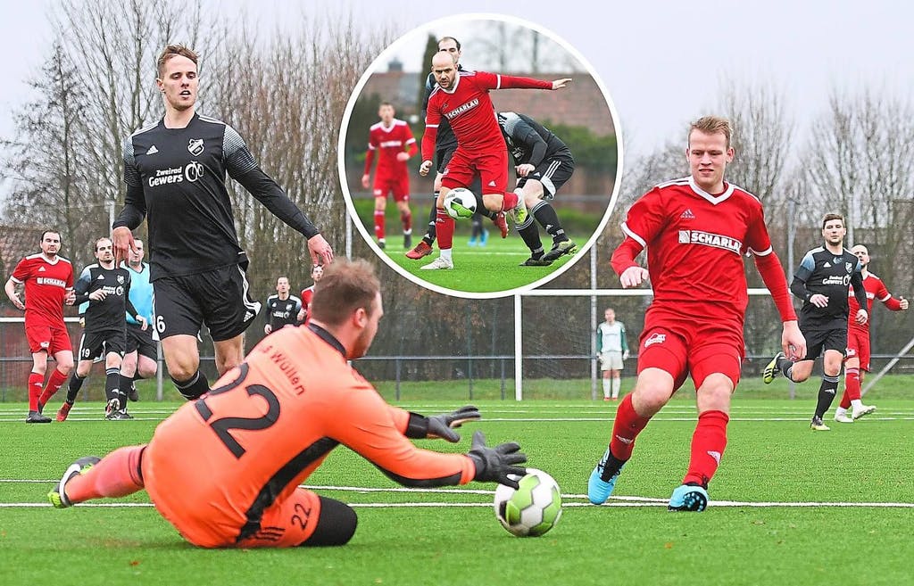 Eggemann, geh’ du voran! Noah (großes Foto, rechts), der Jüngere der beiden „Egge“-Brüder, sorgte für den dritten Osterwicker Treffer. Nach einem wilden Schlagabtausch unterlagen die Hausherren den Gästen aus Wüllen mit 4:6, was Mario Worms (kleines Foto) nicht lustig fand. Foto: Fotos: uh